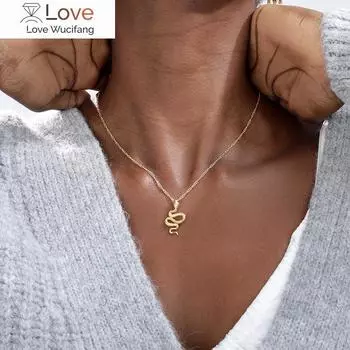 Ожерелья в виде змеи для женщин, новое подвесное ожерелье в виде животного, минималистское, из нержавеющей стали, модное женское ювелирное изделие, подарок золотой