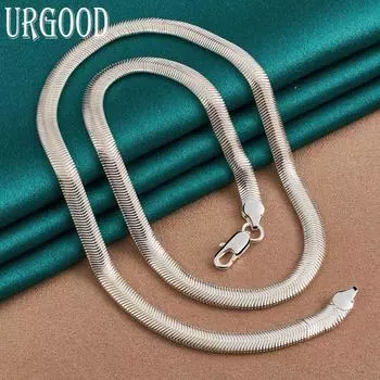 Ожерелья в виде змеи из стерлингового серебра 925 пробы диаметром 6 мм для мужчин и женщин 40cm