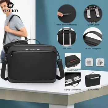 Ozuko модная сумка для планшета и ноутбука на одно плечо, многофункциональная водонепроницаемая деловая сумка для ноутбука ультрамарин синий