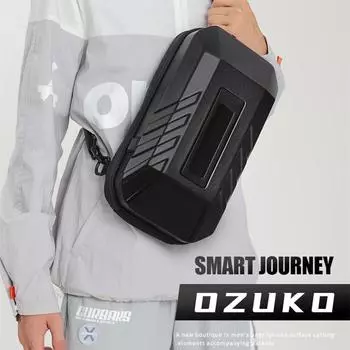 OZUKO Мужская нагрудная сумка Сумка-мессенджер большой емкости ПК Hard Shell Tide Брендовая спортивная модная сумка 36X13X22CM углеродного волокна черного