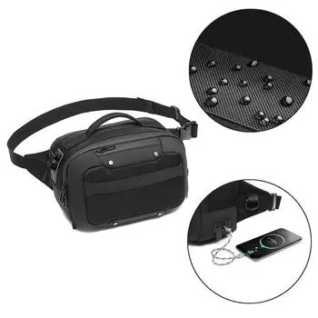 OZUKO Мужская поясная сумка, уличная многофункциональная камуфляжная нагрудная сумка, тактическая сумка для хранения большой вместимости 29X13X21CM шифер серый
