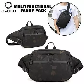 OZUKO Мужская повседневная сумка для груди Многофункциональная Оксфорд Водонепроницаемая сумка на плечо Большая емкость Мужская сумка для плеча Сумка-посланник 30x18x11cm камуфляжный