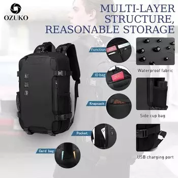 OZUKO мужской рюкзак для отдыха, компьютерный рюкзак, модный водонепроницаемый студенческий школьный рюкзак 46X13X28CM ультрамарин синий