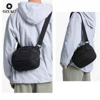 OZUKO новая мужская сумка на одно плечо, маленькая сумка-мессенджер для отдыха, студенческая брендовая сумка на одно плечо, сумка-мессенджер чёрный