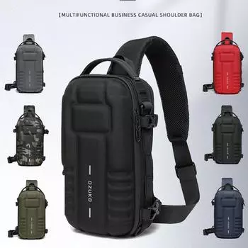 OZUKO новая нагрудная сумка с твердым корпусом, мужская спортивная функциональная сумка, уличная тактическая сумка-мессенджер 31cm*17cm*12cm чёрный