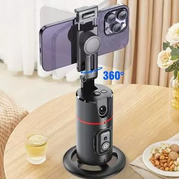 P02 Интеллектуальный 360°-следящий стабилизатор, интеллектуальное отслеживание лиц на 360°, интеллектуальное распознавание жестов, встроенный беспроводной пульт дистанционного управления чёрный