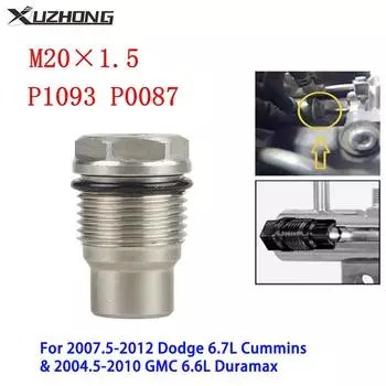 P1093 P0087 M20x1.5 гоночный клапан топливной рампы для 2007.5-2012 Dodge 6.7L Cummins и 2004.5-2010 GMC 6.6L Duramax FS00316X1E0609 серебряный