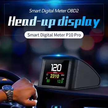 P10 Pro OBDII Smart Digital Speedometer Gauge On-board Computer Car HUD OBD2 Display Multiple Language Temp Overspeed Alarm