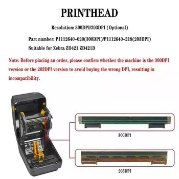 P1112640-218 НОВАЯ печатающая головка для термопринтера Zebra ZD421 ZD421D 300/203 точек/дюйм термопечатающая головка обеспечивает четкую и точную печать