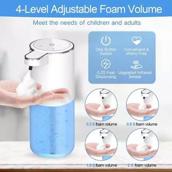 P11S Touchless Soap Dispenser 400ml USB Rechargeable Auto Foam Soap Dispenser Wall Mounted for Bathroom Kitchen