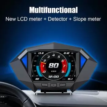 P1 HUD Проекционный дисплей OBD2 GPS Двойная система Цифровой спидометр Компьютер для вождения Измеритель наклона наклона