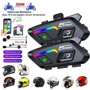 P20 Bluetooth 5,3 гарнитура для мотоциклетного шлема Музыкальный домофон Велосипедная Bluetooth-гарнитура Водонепроницаемая 300 м Intercomunicador Динамик Наушники 1PC Hard Mic