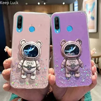 P20 P40 P30Lite чехол прозрачный зыбучий песок блестящий чехол космонавта для Huawei Y9A Y9S Y7P Y6P Y5P Mate 20 20X 30 мягкий блестящий чехол Y5P розовый