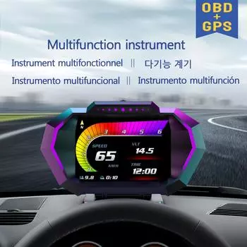 P24 Проекционный дисплей OBDII Интеллектуальный цифровой спидометр RPM Вольтметр Система OBD+GPS Уклономер Расход топлива Сигнализация превышения скорости