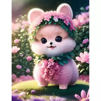 P36 # милый мультфильм носить розовую гирлянду Померанский шпиц наклейка для собаки на автомобиль виниловая наклейка водонепроницаемые украшения животные автомобильные наклейки A-17cm-Longest Side