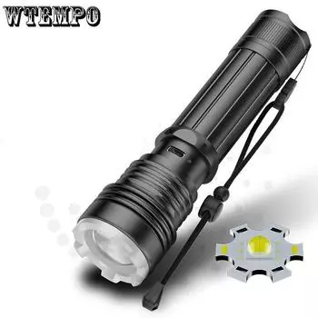 P50 Мощный фонарик, перезаряжаемый телескопический зум, мощный уличный водонепроницаемый светодиодный фонарик чёрный