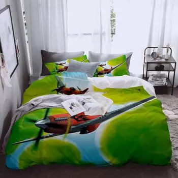 P51 WW2 Airfighter Duvet Cover Set King Queen Double Full Twin Single Size Bed Linen Set 140x210cm
