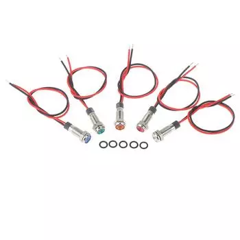 P67 водонепроницаемый 6 мм светодиодный металлический предупреждающий индикатор 3 В 5 В 6 В 12 В 24 В 220 В 8(Yellow 12-24V)