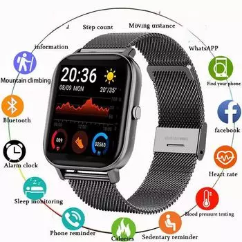 P8 Bluetooth Call Smartwatch с пульсометром и монитором артериального давления – 1,69-дюймовый цветной спортивный экран (Серия H10) null чёрный