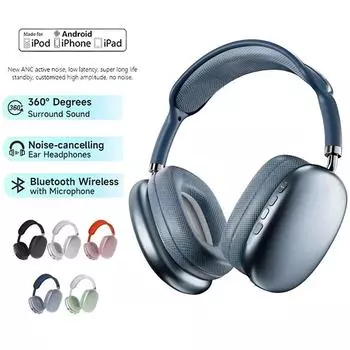 P9 Беспроводная Bluetooth-гарнитура для занятий спортом на открытом воздухе Стерео игровая гарнитура 5.3 с сенсорным дисплеем и зарядным отсеком поддерживает TF для iPhone белый