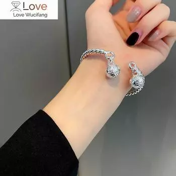 P 925 стерлингового серебра Lucky Charm Hollow Out Round Браслет-манжета Браслеты для женщин Браслеты Модные ювелирные изделия Pulseira