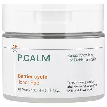 P.CALM, Периодические тонер-пэды для барьера, 60 штук, 160 мл (5,41 жидких унций)