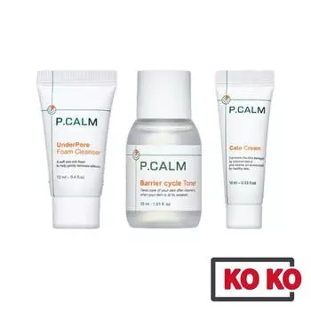[P.CALM] Пробный комплект (Очищающее средство 12 мл + Тоник 30 мл + Крем 10 мл)