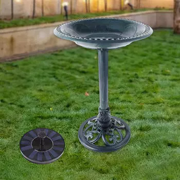 Пьедестал Сад Птичья Ванна Открытый Патио Украшение Двор Палуба Солнечный Фонтан Green