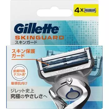 P&G Japan Gillette SKIN GUARD MANUAL, 4 сменных лезвия Мужские сменные лезвия Бритвы для мужчин Поместите использованное лезвие в пустое место в футляре