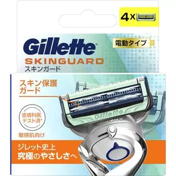 P&G Japan Gillette Skinguard Power, 4 сменных лезвия Мужские сменные лезвия Бритвы для мужчин Поместите использованное лезвие в пустое место в футляре и