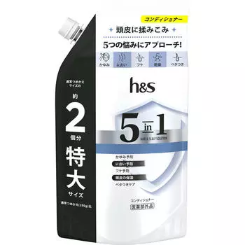 P&G Japan H&S 5in1 Conditioner Refill Extra Large Size 560g Шампунь и кондиционер (Уход за кожей) Кондиционер H&S следует наносить на кожу головы для улучшения