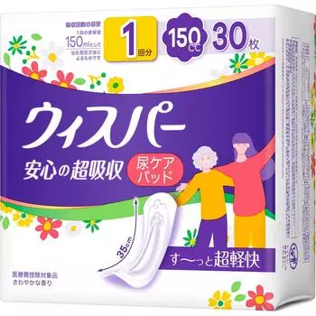 P&G Japan Whisper Anshin-no Super Absorbment 150cc 30sheets Pads (большое количество) Средства для ухода при протеканиях и легкой степени недержания Прокладки (большое количество) 1 set