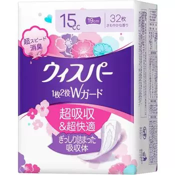 P&G Japan Whisper Cavity & Moisture Care ежедневные прокладки 15 куб. см 32 шт Легкое недержание Материал поверхности: Полиолефиновый нетканый материал / Водопоглощающий: какие