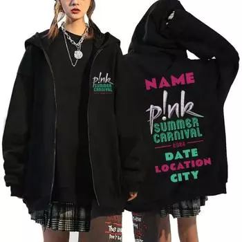 П!nk Pink Singer Куртки на молнии Harajuku Толстовка с капюшоном на молнии Y2K Топы Пальто Пуловер P!nk Trustfall Альбом Концерт Поклонники Подарочные Толстовки S