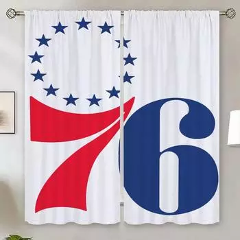 P-PhiladelP-phia 76ers Modern Living Room Curtains 2024 Blackout Curtain 100% Kitchen Curtains for Bedroom Decoration Blind the W50xH70cmx2pcs-CL