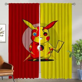 P-pokemones Curtains for Living Room Curtain for Room 2 Panel Halloween Decoration Home Interior Curtains Shades Partition Child W50xH70cmx2pcs-CL