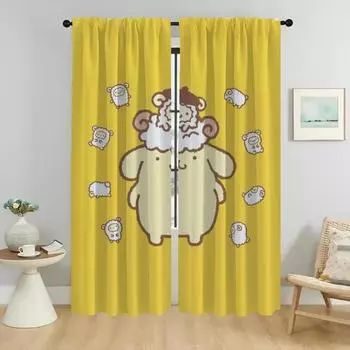 P-Pompom Purin Противомоскитные шторы для гостиной, перегородки, домашнего интерьера, шторы из 2 предметов, затемняющие шторы для кухни W50xH70cmx2pcs-CL