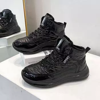 P Зимние теплые хлопковые туфли женские универсальные высокие кроссовки 35