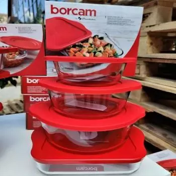 Paabahe Borcam с красной крышкой, набор из 4 шт.