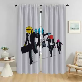 Pac-Manes Curtains Child Room Kitchen Curtains for Camera Window Curtain Partition Shades Tulle for Bedroom Halloween Decoration W50xH70cmx2pcs