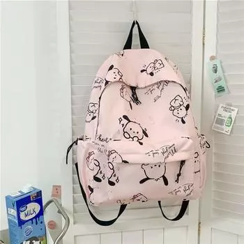 Pacha Dog Schoolbag Ins Japanese Style Female Junior High School Student Simple and Lightweight Good-looking Elementary School Studebt Backpack Light pink