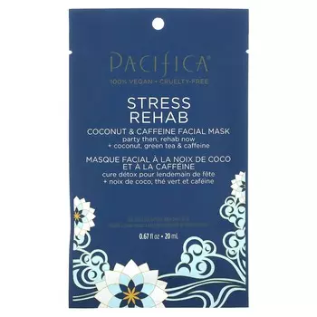 Pacifica, Stress Rehap, Coconut & Caffeine Beauty Facial Mask, 1 Sheet Mask, 0.67 fl oz (20 ml)