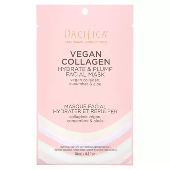 Pacifica, увлажняющая и упругая маска для лица Beauty, веганский коллаген, 1 тканевая маска, 0,6 жидких унций (18 мл)