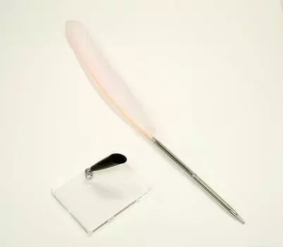 pack goose feathered brass rotary bankers pen transparent acrylic pen stand with black pen holder pink feather 2-set Japanese-processed + Q-S5P3WG-2-P