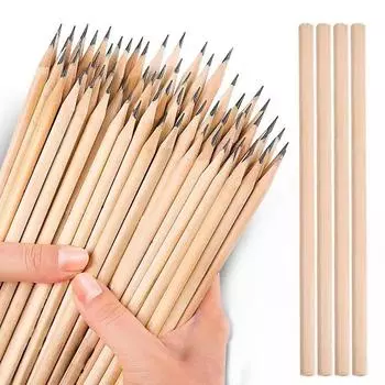 Pack Of 100 Natural Wood Pencils Hexagonal Shaft Grip HB Pencil Set For Children Students Office