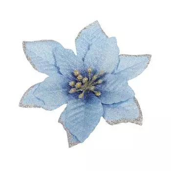 Pack of 10 Christmas Glitter Flowers Artificial Simulation Decoration Large Flower Heads Household Farmhouse Ornament