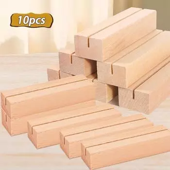 Pack Of 10 Wooden Place Card Holder Photo Postcard Holder for Rustic Wedding Birthday Party Table Number Name Standup Signs Base 10pcs