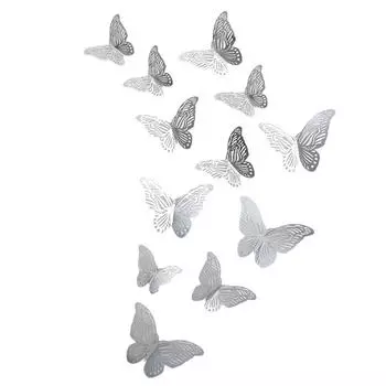 Pack of 12 3D Hollow Paper Wall Sticker Household Living Room Decoration Decal Kit Festival Wedding Party Decorative rose gold