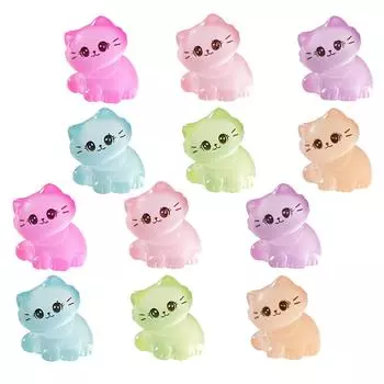 Pack Of 12 Miniature Resin Cats Figurines For Fairy Garden Landscape Aquarium Decors Creative Crafting Supply