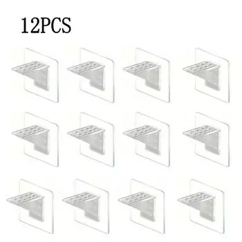 Pack of 12 No Punch Shelf Bracket Kitchen Cabinet Bookshelf Baffle Bracket 12 pieces
